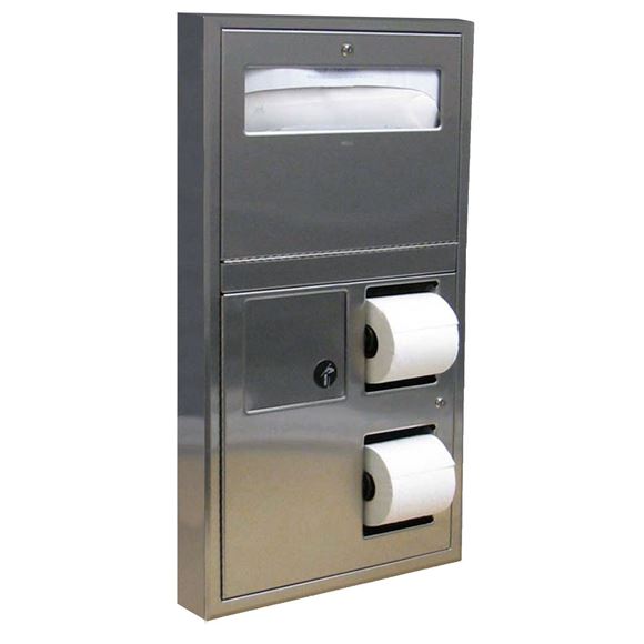 Bobrick B-357 Seat Cover & Toilet Paper Dispenser with Napkin Disposal