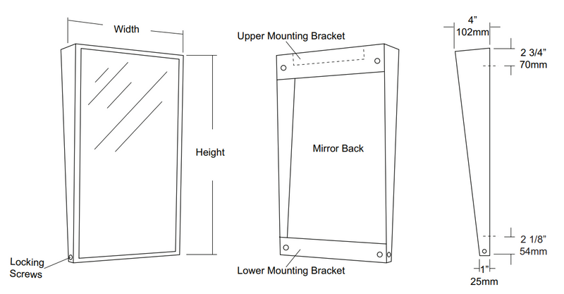 A&J Washroom U704 Fixed Tilt Angle Frame Mirrors - Newton Distributing