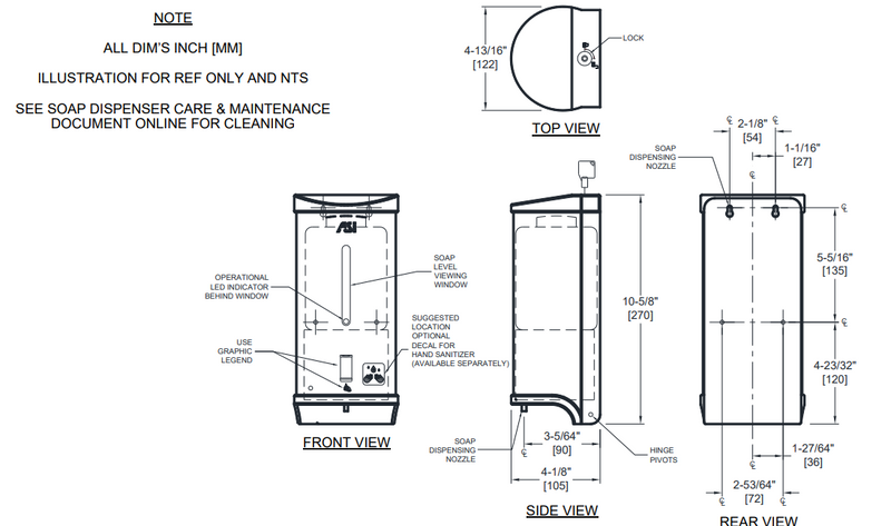 ASI 0362-41 Automatic, 27 oz. Matte Black Liquid Soap and Gel Hand Sanitizer Dispenser