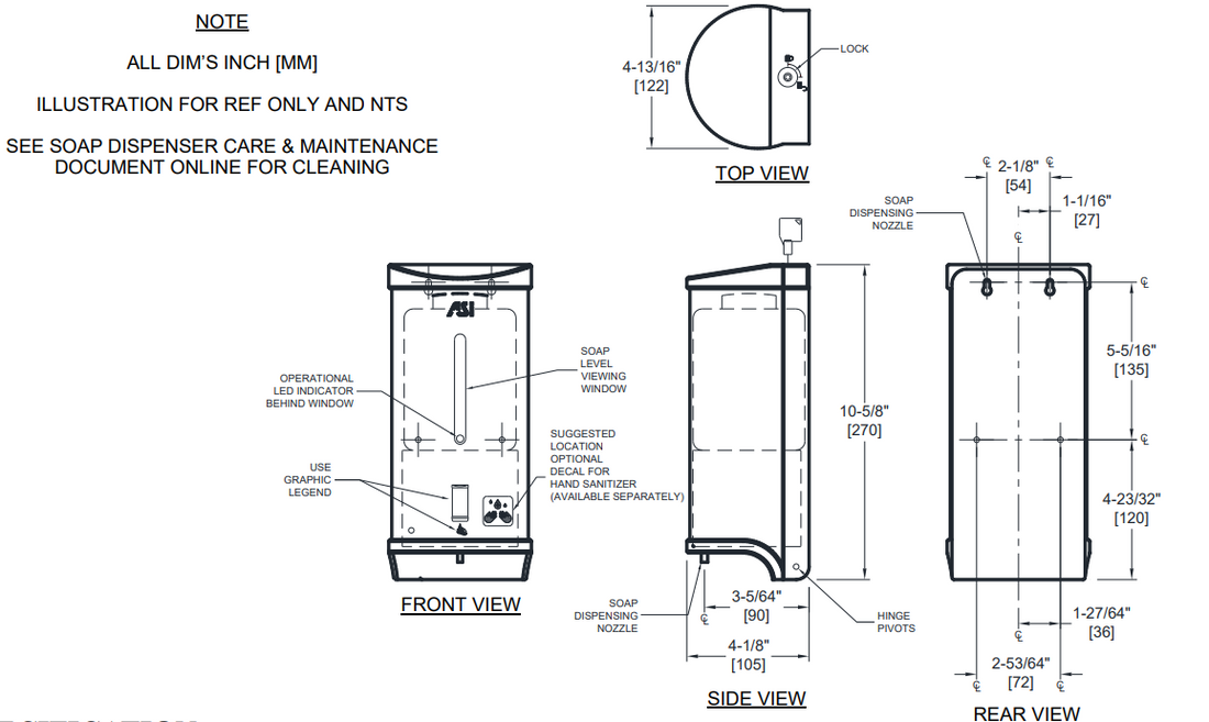 ASI 0362 Automatic, 27 oz. Stainless Steel Liquid Soap and Gel Hand Sa