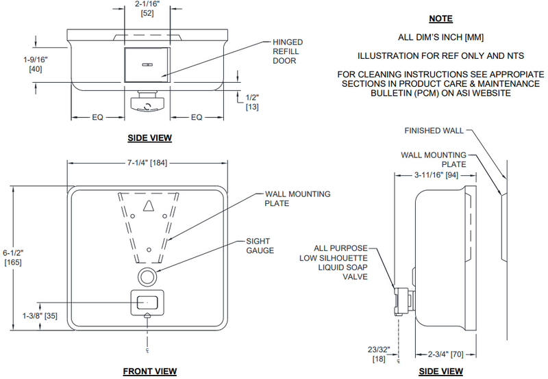 ASI 9343-41 Matte Black Stainless Steel Liquid Soap Dispenser
