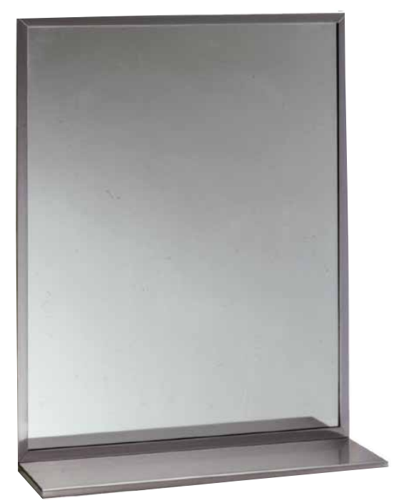 Bobrick B-166 Channel Frame Mirror with Shelf