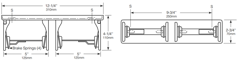 Bobrick B-265 Double Roll Toilet Paper Dispenser - Newton Distributing