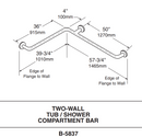 Bobrick B-5837 Shower Stall Two Wall Grab Bar