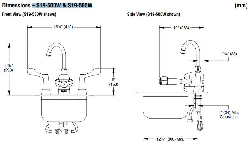 Bradley S19-500M Deck-Mounted Swing-Activated Faucet/Eyewash, Mixed Faucet