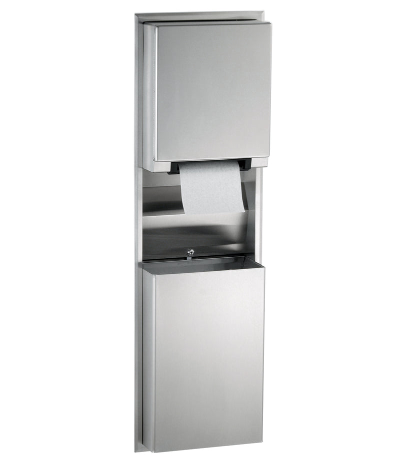 Bobrick B-3974 Recessed Convertible Automatic, Universal Roll Towel Dispenser Equipped with LED Light/Waste Receptacle