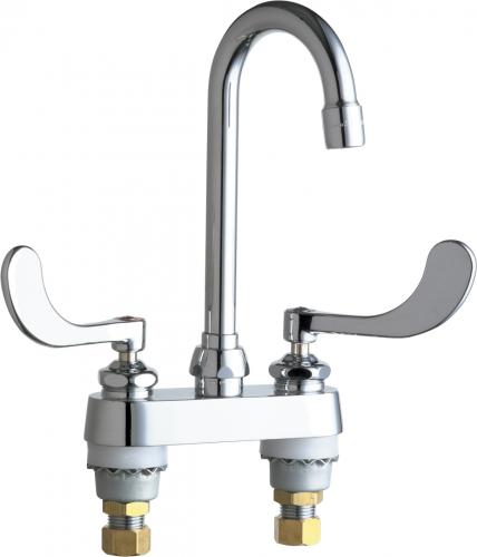 Chicago 895-317ABCP Deck-Mounted Manual Faucet with 4" Centers