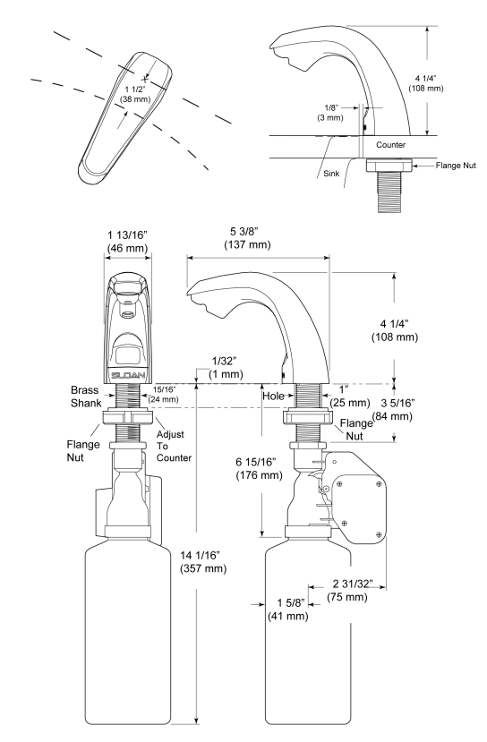 Sloan Valve ESD-200 Optima Deck-Mounted Liquid Plug In Soap Dispenser (3346052)