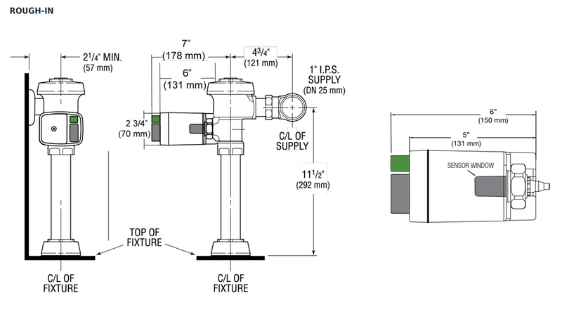 Sloan Valve EBV550A-1.6/1.1 Exposed Sensor Water Closet Retrofit Flushometer (3325501)