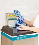 An example of placing a bathing suit in the water extractor from suitmate