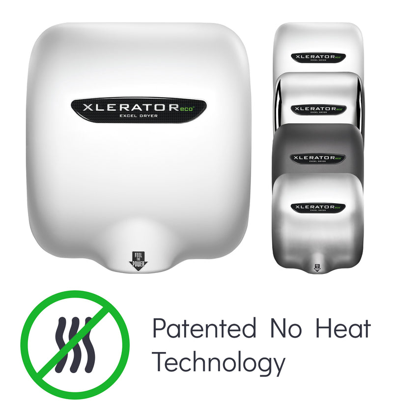 Excel XLERATOReco Has No Heat & Runs on 500 Watts. Install More Hand Dryers per Circuit!