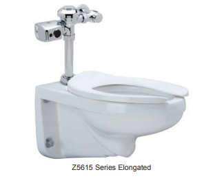 Z5615-214, 258, 272, 274, 302 - 1.28 gpf Elongated Wall Hung EcoVantage® Battery Powered Sensor Flush Valve Toilet System