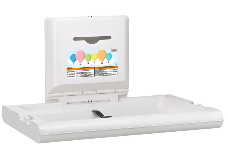 Saniflow CP0016H-ASTM BabyMedi White Plastic Baby Changing Station - Horizontal